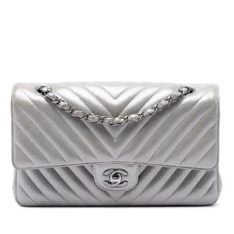 Chanel Pre-owned Vintage Double Flap Shoulder Bag - Dames - Vintage Schoudertas - Grijs - ONE Size - Leer - Vintage