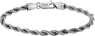BOSS Silver-tone cuff with rope-style chain