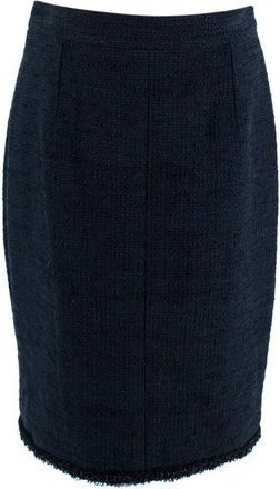 Chanel Black & Blue Boucle Tweed Pencil Skirt Size M