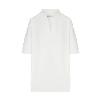 Max Mara Jersey de punto en crep&eacute; de viscosa con cuello tipo polo - Knitwear - Mujer - Blanco - S