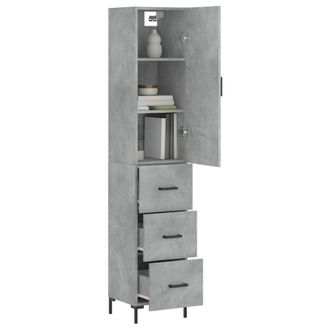Berkfield Home Highboard Concrete Grey 34.5x34x180 cm Engineered Wood