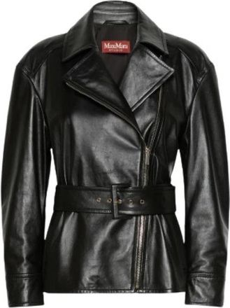 Max Mara Leather Jassen - Dames - Leren en Su&egrave;de Jassen - Zwart - S - Jassen