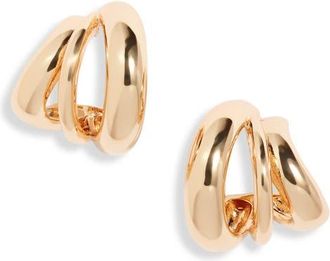 Open Edit Curved Triple Hoop Earrings in Gold at Nordstrom