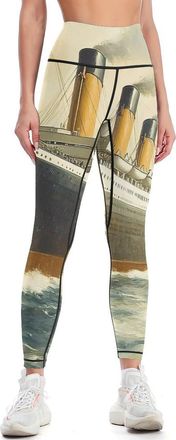Generic Vintage Titanic Ship Ocean Boat Womens Yoga Pants High Waist Leggings Athletic Tights S