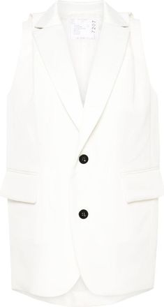 sacai pleat-detailing waistcoat - women - Wool - 1 - White