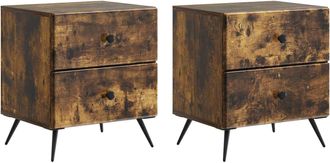 vidaXL Armario De Noche 2 Uds. Roble Ahumado 43 X 34,5 X 47,5 Cm Vidaxl