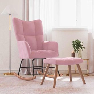 vidaXL Vidaxl - Silla Mecedora Con Reposapi&eacute;s Terciopelo Rosa
