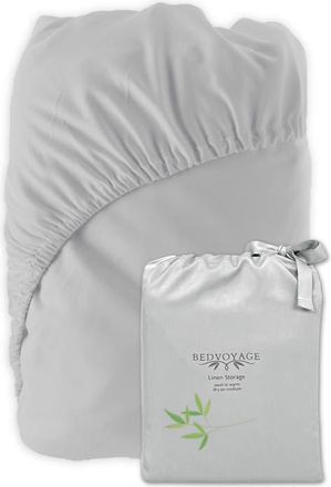 BedVoyage Luxury 100% Viscose Cooling Deep-Pocket Fitted Sheet in Stone at Nordstrom, Size Queen