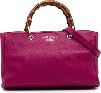 Gucci Pre-owned Womens Bamboo Shopper Tote - Fuschia Leather - One Size