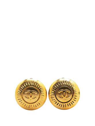 Chanel Orecchini tondi CC a clip con placcatura oro 1996