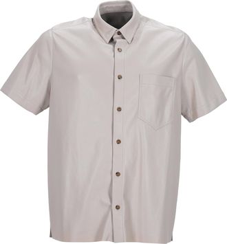 Nanushka overhemd met korte mouwen en knoopsluiting in beige polyester