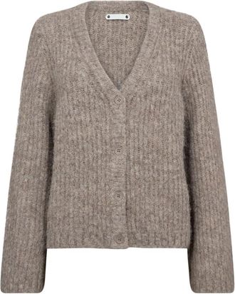 Co'Couture Stijlvolle V-hals Cardigan Sweater - Dames - Vesten - Beige - XL - Truien & Vesten