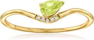 RS Pure by Ross-Simons Peridot Ring With Diamonds in 14kt Yellow Gold