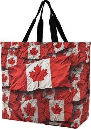 Generic Canadian Flag Handbag Waterproof Women Handbag Portable Grocery Bags For Work Travel Casual