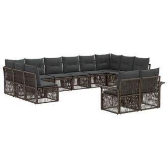 vidaXL Conjunto De Sof&aacute;s De Jard&iacute;n 12 Pcs Gris Rat&aacute;n Sint&eacute;tico Vidaxl