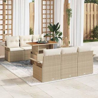vidaXL Vidaxl - Conjunto De Sof&aacute; De Jard&iacute;n 7 Pcs Beige Y Crema 100 X 55 X 73 Cm