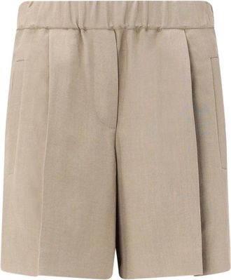 Brunello Cucinelli Dames, Korte broeken, Bruin, Maat: XS Linnen
