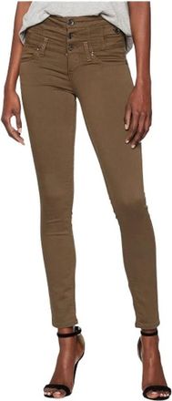 Liu Jo High Waist Skinny Jeans met Knoopdetails - Dames - Skinny Jeans - Bruin - W24 - Katoen - Jeans