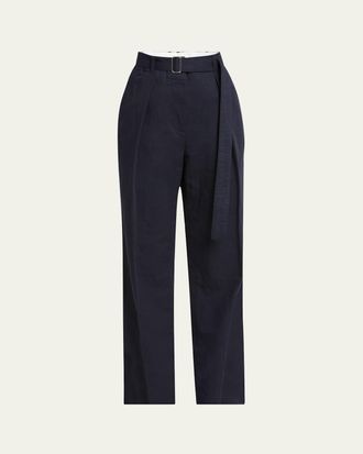 Proenza Schouler Vera Pleated Cotton Linen Suiting Pants