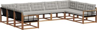 vidaXL Conjunto De Sof&aacute;s De Exterior 9 Uds. Gris Natural Y Claro Vidaxl
