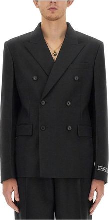 Versace Formal Jacket Wool Fabric - Heren - Blazers - Zwart - L - Wol - Jassen