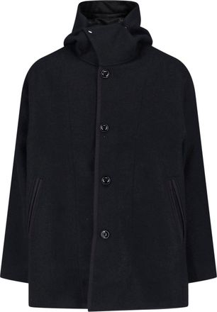 Our Legacy Reversible Black Virgin Wool Jacket With Adjustable Hood