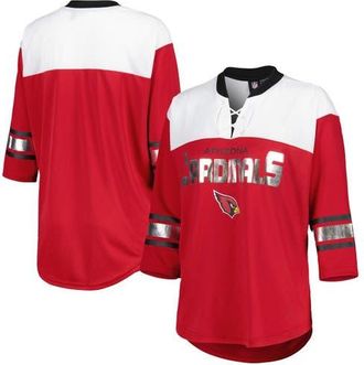 G-III 4Her by Carl Banks Womens G-III 4Her by Carl Banks Cardinal/White Arizona Cardinals Double Team 3/4-Sleeve Lace-Up T-Shirt at Nordstrom, Size X-Small