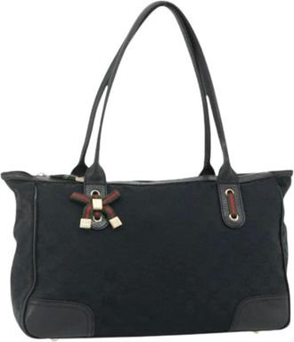 Gucci Pre-owned Handbags, female, Black, Size: ONE SIZE Pre-owned Vintage Canvas Hand Bag