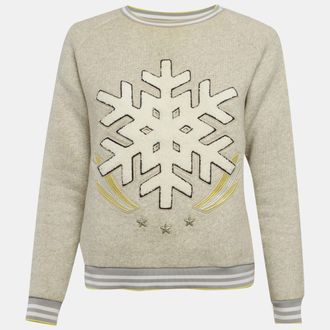 Maje Grey Snowflake Applique Cotton Sweatshirt