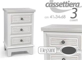 Trade Shop Trade Shop - Cassettiera 3 Cassetti Comodino Slim Mobile Elegant In Legno 41x34x68cm 801112