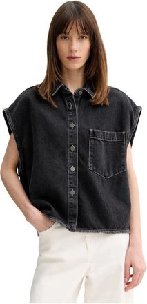 American Vintage Yop 06D Shirt - Dames - Spijkeroverhemden - Zwart - L - Katoen - Overhemden