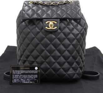 Chanel Matelasse Black Leather Backpack (Pre-Owned)