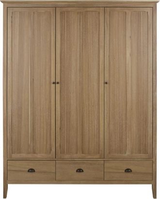 Maisons du monde Armario de 3 puertas de madera clara con tiradores de latón envejecido 158