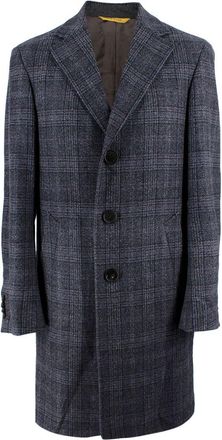 Canali Navy Check Kei Longline Coat Size S