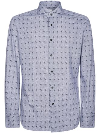 Xacus Geometric Pattern Long-Sleeve Button-Up Shirt