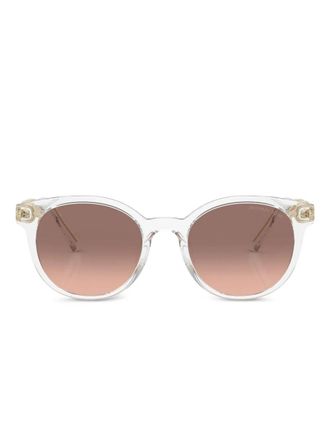 Michael Kors Occhiali da sole tondi con placca logo - Bianco