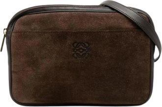 Loewe Pre-owned Cross Body Bags, female, Brown, Size: ONE SIZE Pre-owned Suede Crossbody Bag