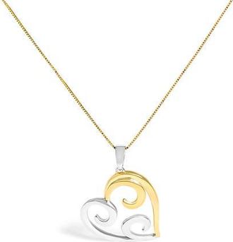 House of Brilliance 10K Yellow Gold Over Silver Open Heart with Swirls Box Chain Pendant Necklace at Nordstrom