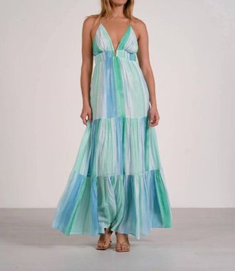 Elan V-Neck Open Back Maxi Dress In Blue Strovia