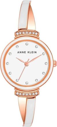 Anne Klein Quartz Crystal White Dial Ladies Watch and Bracelet Set AK-3292WTST