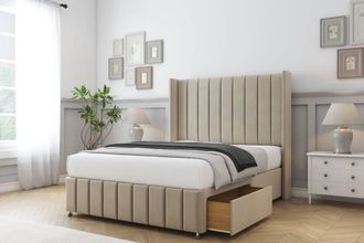 Sloomy Melbourne Coniston Divan Set No Drawers-54 Wingback-Footboard in Cream | Size: Small Single