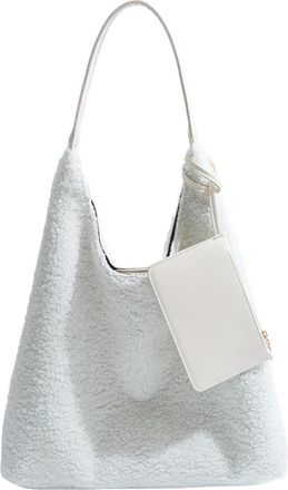 Generic Womens Plush Bags Autumn And Winter Large Capacity Lamb Plush Bag Casual Commuting Womens Shoulder Tote Commuter(WHITE)