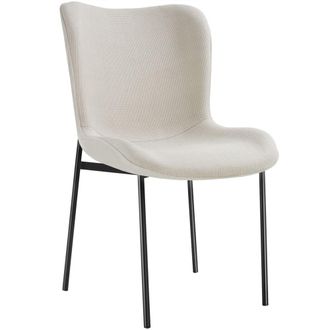 TecTake Silla de comedor tejido acolchado 54 x 62 x 90 cm blanco roto/negro