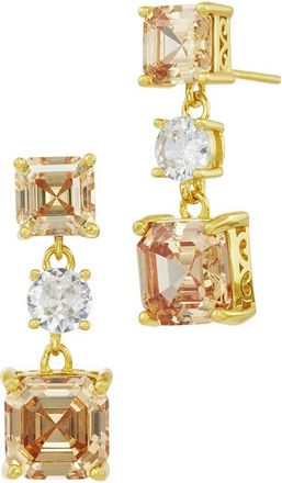Savvy Cie Jewels Silver Cz Multi-Stone Drop Earrings