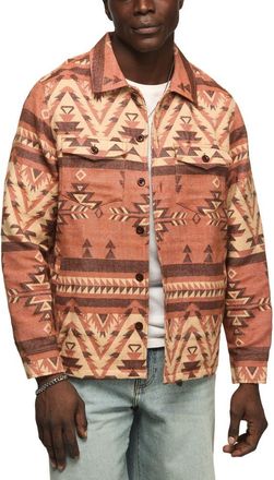 Lucky Brand Geo Jacquard Button-Up Shirt Jacket in Red Multi at Nordstrom, Size Xx-Large