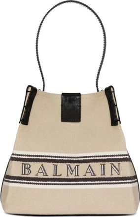 Balmain Release Canvas And Leather Bucket Bag