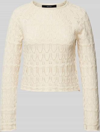 Vero Moda Regular Fit Strickpullover aus Ajour-Strick Modell NEW FABIENNE in Offwhite, Gr&ouml;&szlig;e M