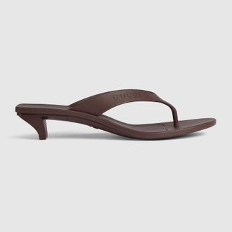Gucci Womens Vittoria Thong, Brown, Rubber