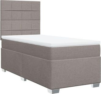 vidaXL Vidaxl - Cama Box Spring Con Colch&oacute;n Tela Gris Taupe 100x200 Cm