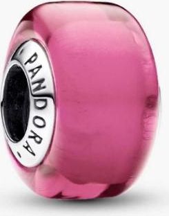 Pandora Sterling Silver Charm With Pink Murano Glass